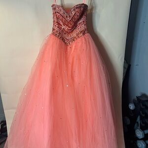Mori Lee Pink Sweetheart Sleeveless Prom Gown